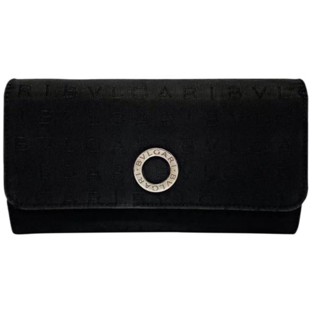 Bvlgari black logo mania canvas circle logo long wallet